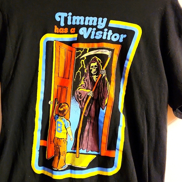 Steven Rhodes Shirt Adult Medium Black Timmy Has a Visitor Graphic Tee Men's - Picture 2 of 5